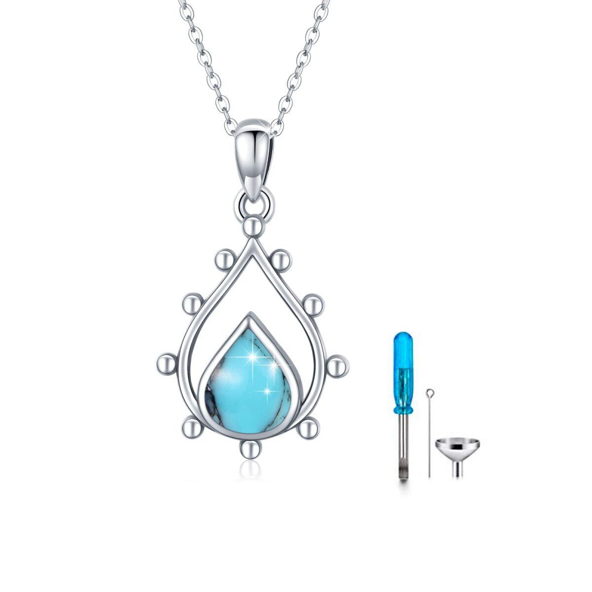 Collier Urne en Argent Sterling Turquoise en forme de goutte-1