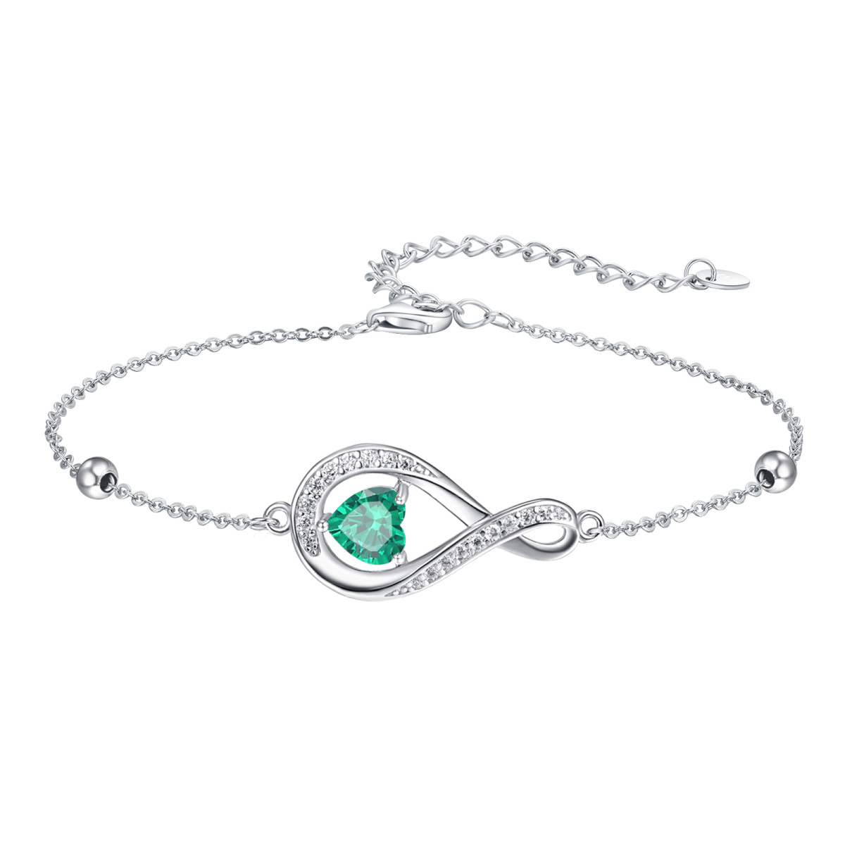 Bracelet en argent sterling avec pendentif en forme de coeur et zircon cubique personnalis-1