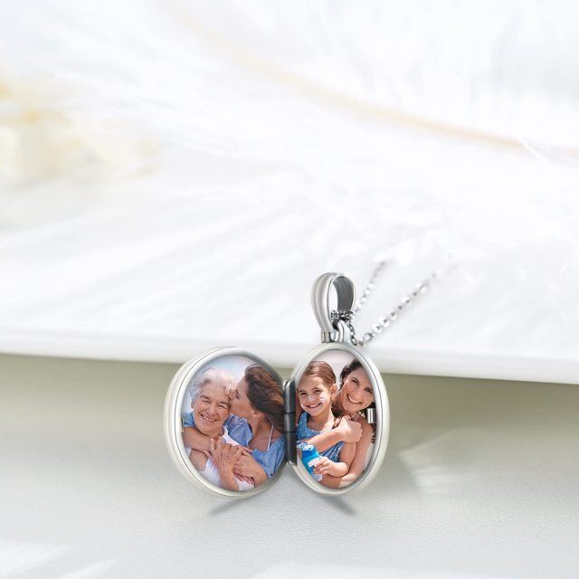 Sterling Silver Panda Personalized Photo Locket Necklace-5