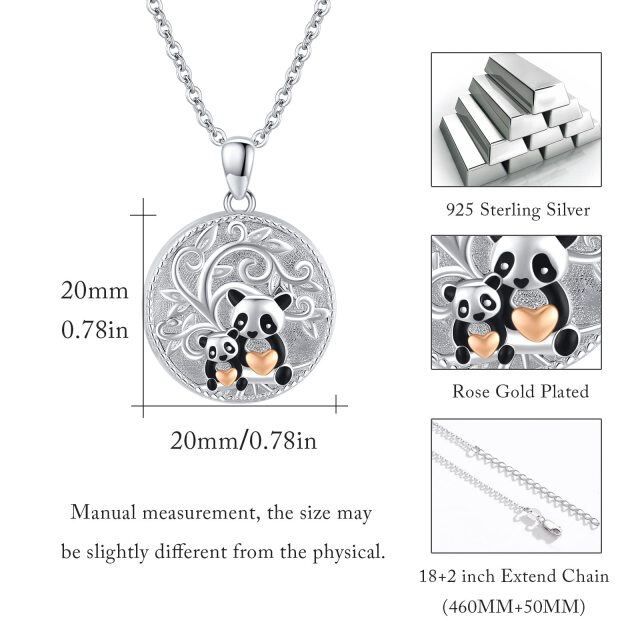 Sterling Silver Panda Personalized Photo Locket Necklace-6