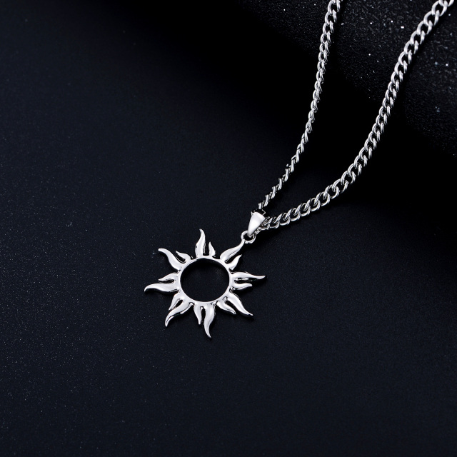Sterling Silver Sun Pendant Necklace-3