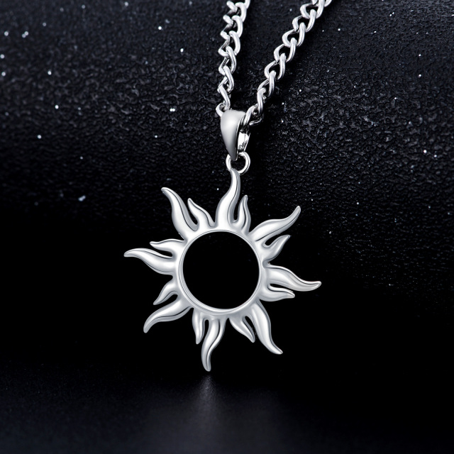 Sterling Silver Sun Pendant Necklace-4