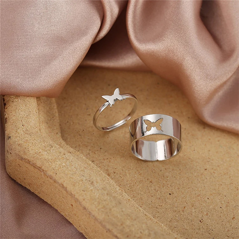 Sterling Silver Butterfly Couple Rings-3