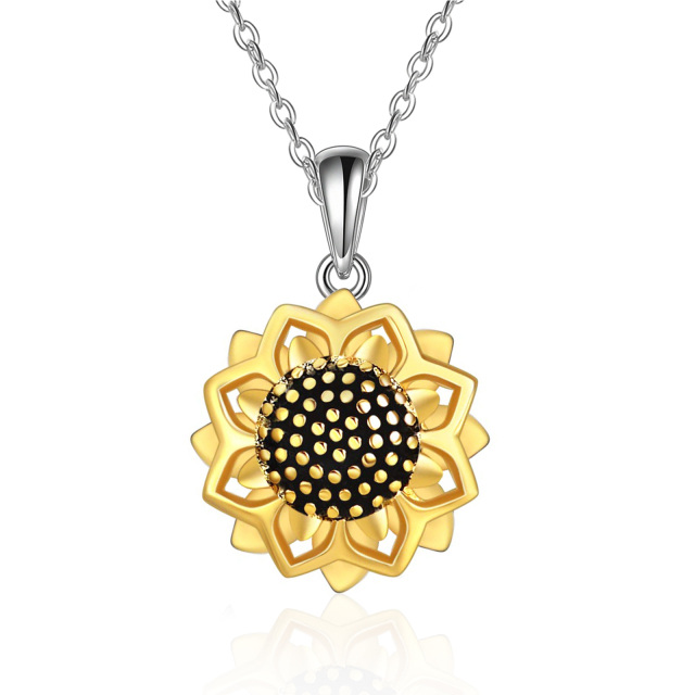 Sterling Silber Sonnenblumen-Anhänger Halskette-0