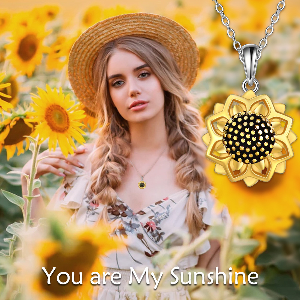 Sterling Silber Sonnenblumen-Anhänger Halskette-5