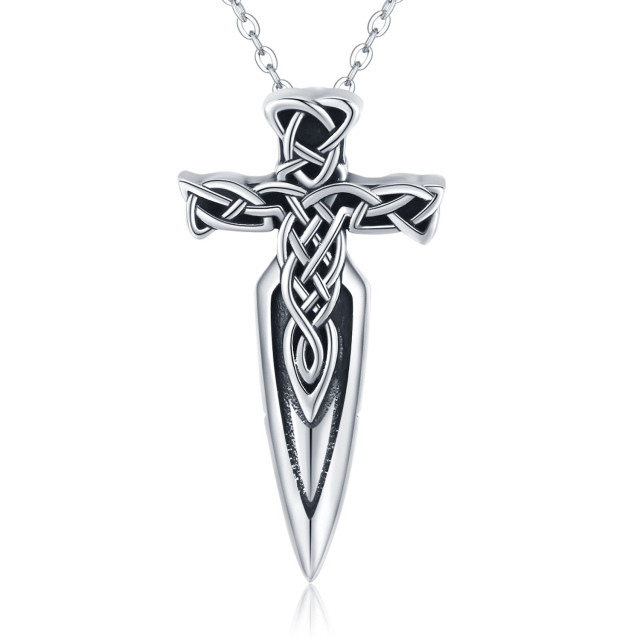 Sterling Silver Sword Pendant Necklace for Men-0