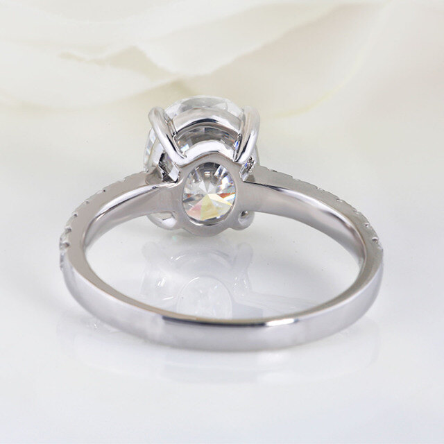 10K White Gold Moissanite Couple Engagement Ring-2