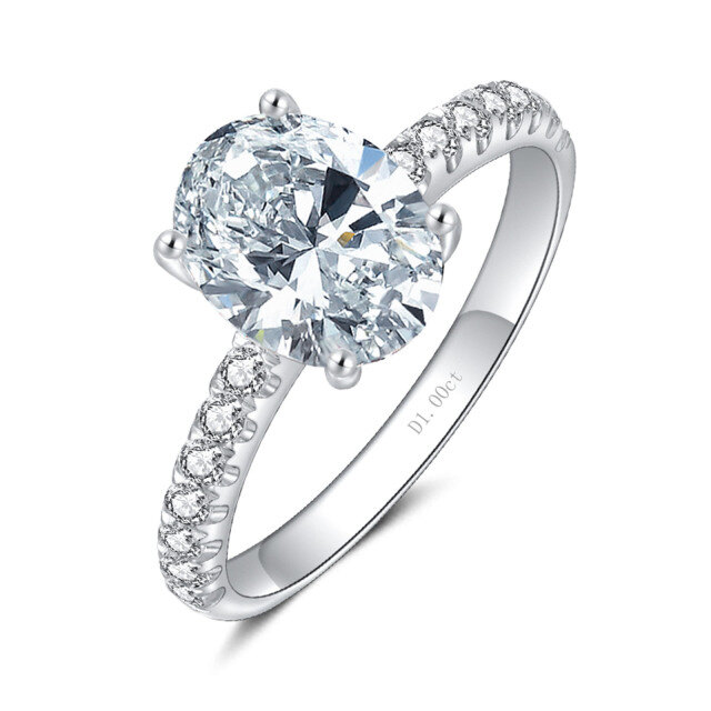 10K White Gold Moissanite Couple Engagement Ring-0