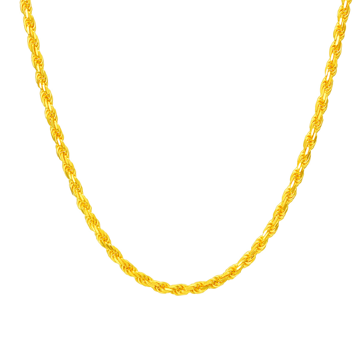 Collar de acero inoxidable con cadena de cuerda chapada en oro amarillo-1