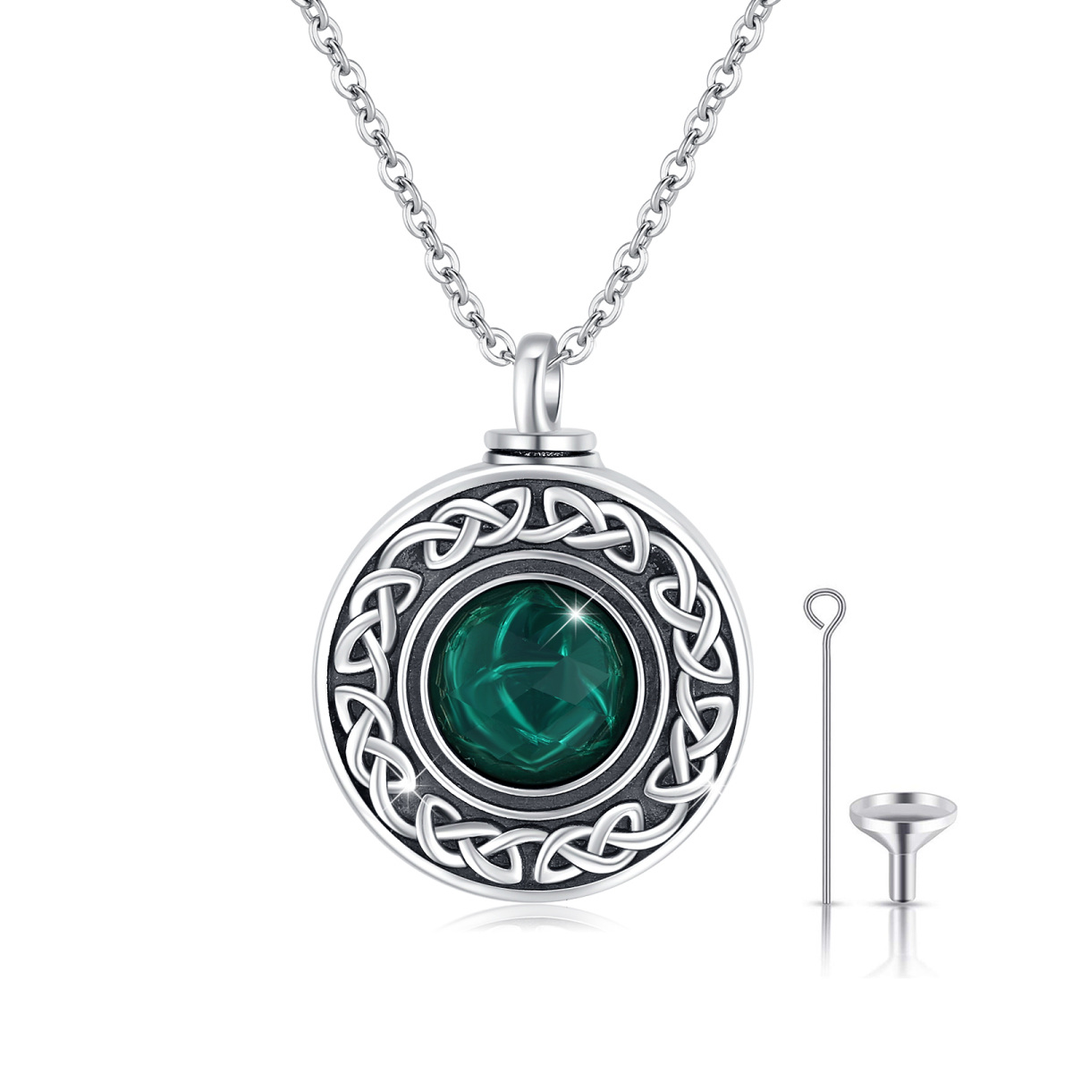 Sterling Silber Crystal Celtic Knot Urn Halskette-1