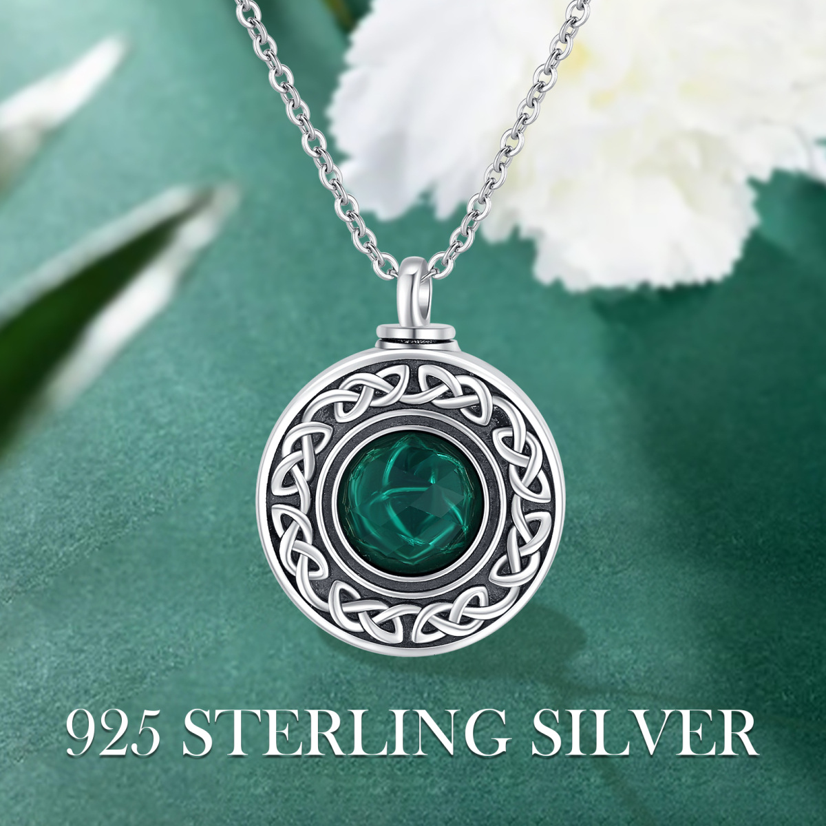 Sterling Silber Crystal Celtic Knot Urn Halskette-6