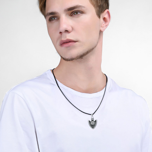 Sterling Silver Viking Rune Urn Necklace for Ashes for Men-1