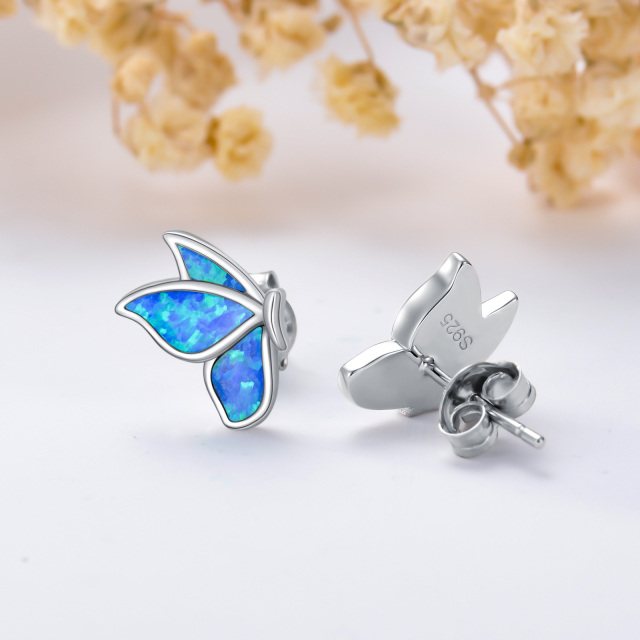 Boucles d'oreilles papillon en argent sterling avec opale-3