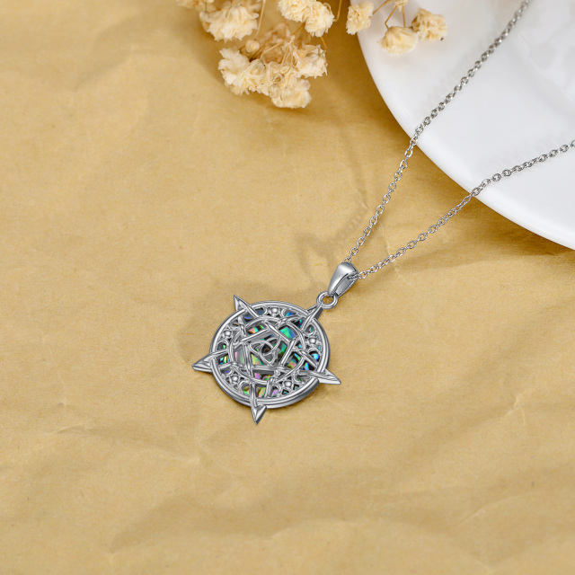 Collier en argent sterling avec nœud celtique et pendentif pentagramme en forme d'ormeau e-3