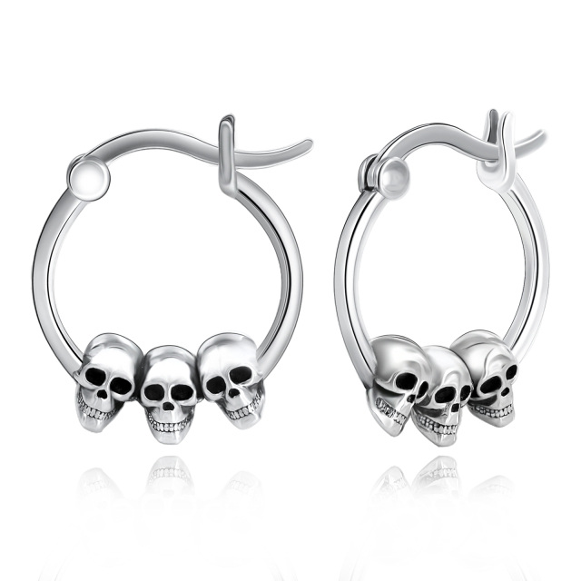 Sterling Silber Totenkopf-Ohrringe-0