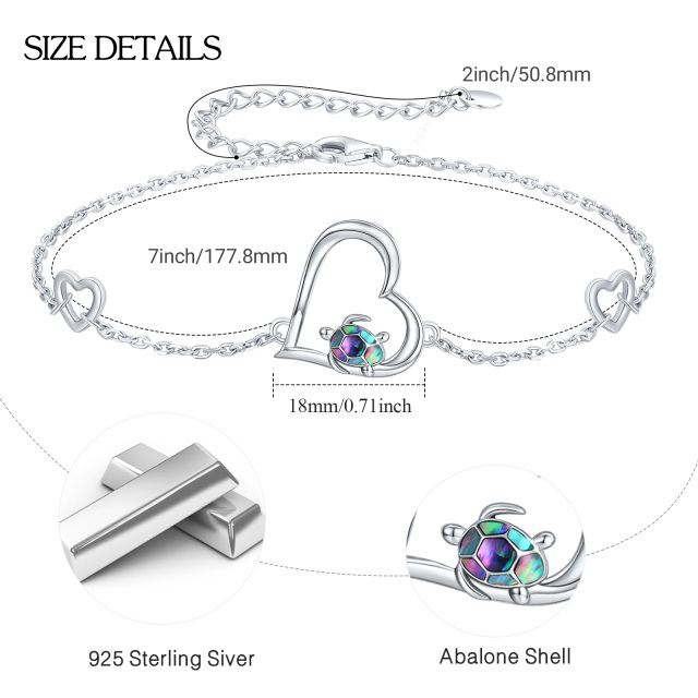 Sterling Silber Abalone Muscheln Meeresschildkröte & Schildkröte Anhänger-Armband-3