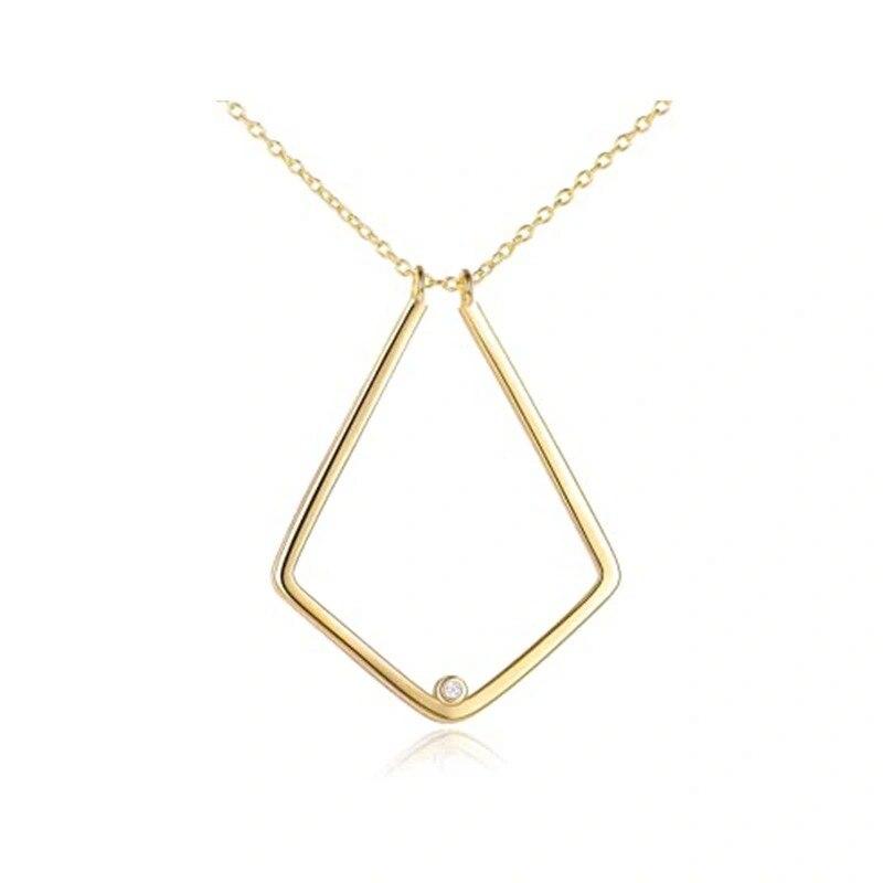 Sterling Silver with Yellow Gold Plated Cubic Zirconia Ring Holder Pendant Necklace-1