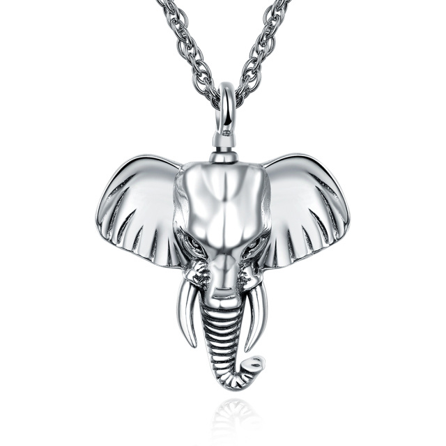 Sterling Silver Elephant Urn Necklace for Ashes with Cable Chain-2