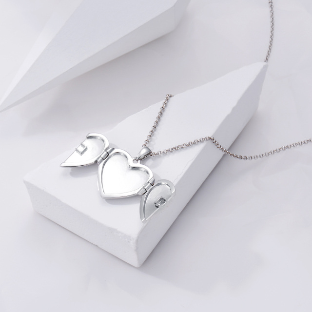 Personalisierte Herzförmige Sterling Silber Vater und Tochter Foto Medaillon Halskette Urlaub Geschenk-4