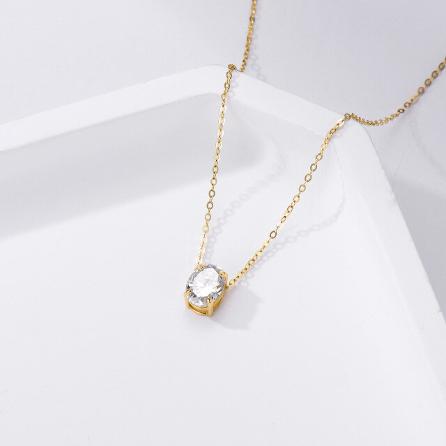 Collier pendentif en or 14K Moissanite ovale-3