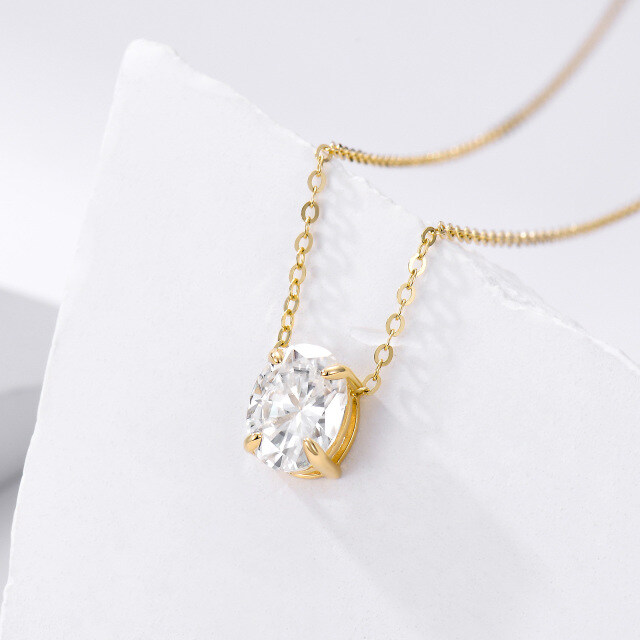 Collier pendentif en or 14K Moissanite ovale-2