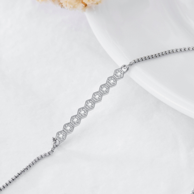 Sterling Silver Lab Created Diamond Chain Bracelet-3