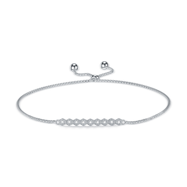 Sterling Silver Lab Created Diamond Chain Bracelet-1