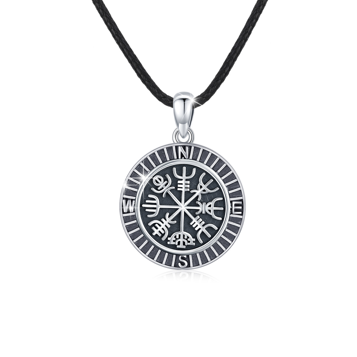 Sterling Silver Compass Pendant Necklace-1