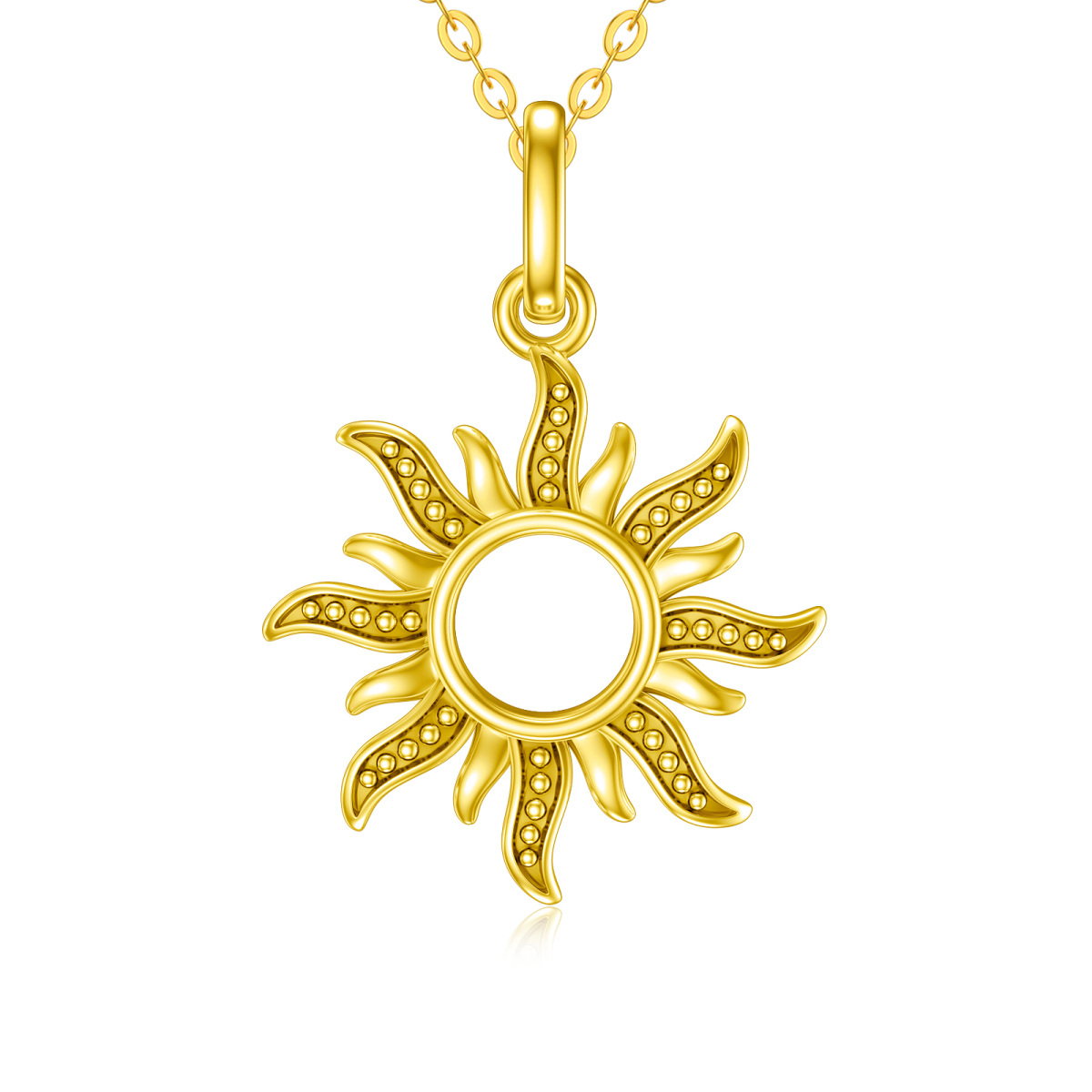 14K Gold Sun Pendant Necklace-1
