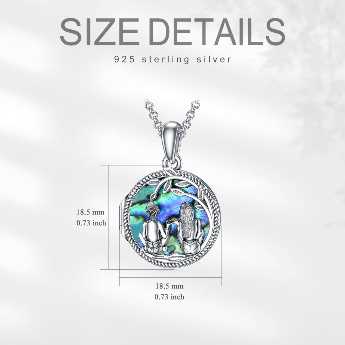 Sterling Silver Abalone Shellfish Sisters Personalized Photo Locket Necklace with Engraved Word-7