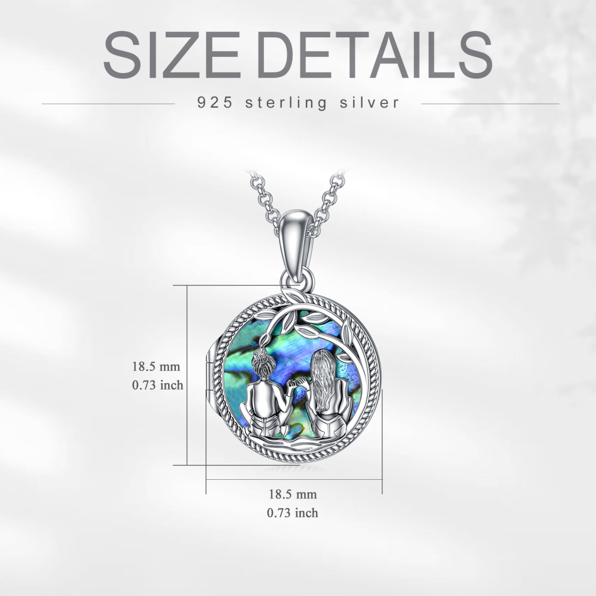 Plata de ley Abalone Shellfish Sisters Personalizado Foto Locket Collar con palabra grabad-7