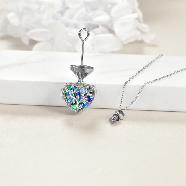 Sterling Silber Abalone Muscheln Herz Baum des Lebens personalisierte Foto Medaillon Halskette-2