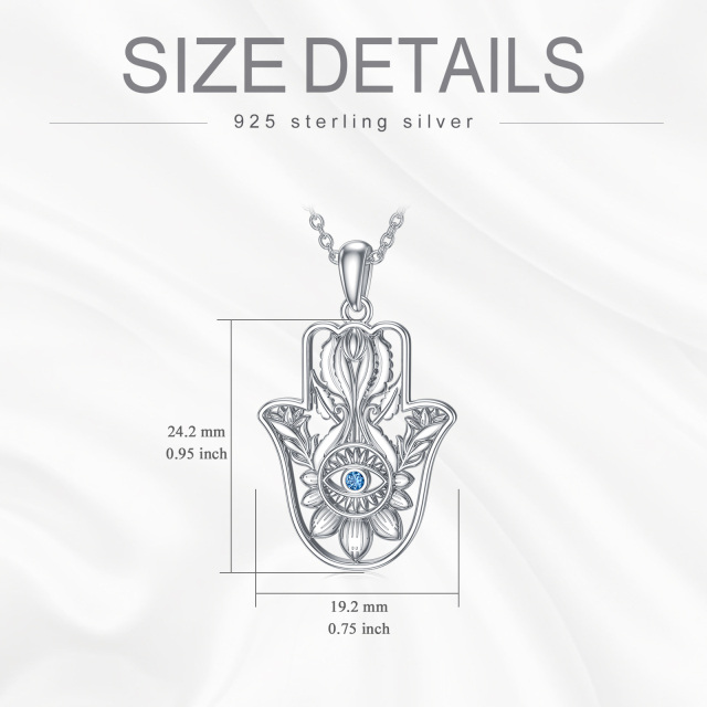 Sterling Silber kreisförmig kubischer Zirkonia Lotus & Böses Auge & Hamsa Hand Anhänger Ha-4
