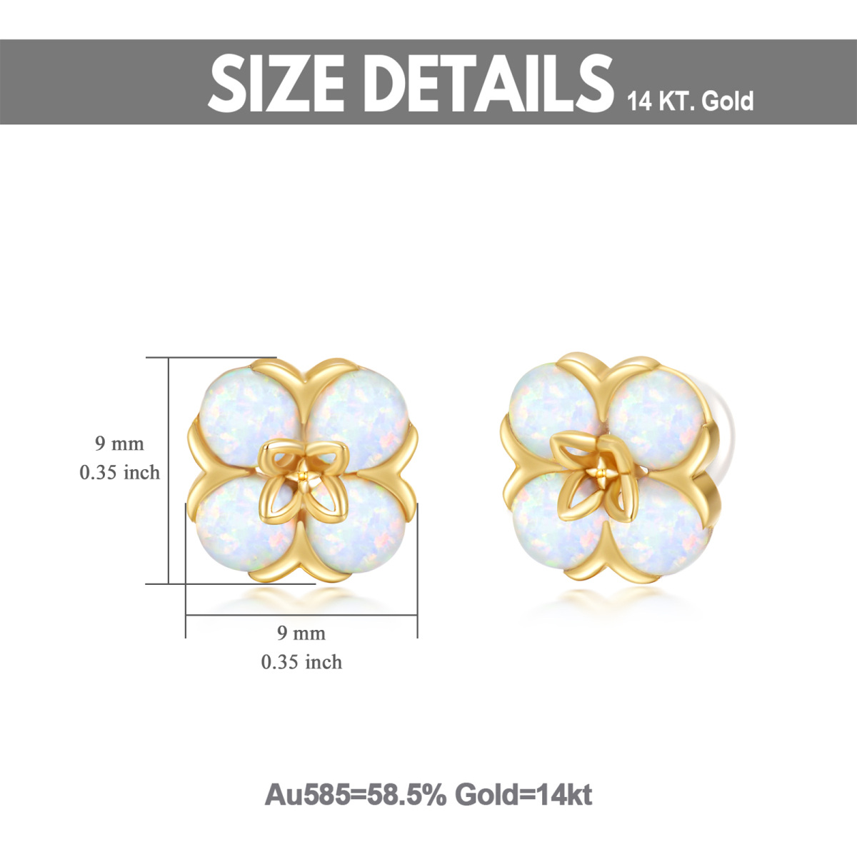 Boucles d'oreilles en or 14K Opale Fleur de Pêche-5