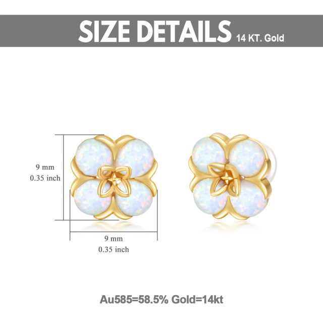 Brincos em ouro de 14 quilates com opala em flor de pêssego-4