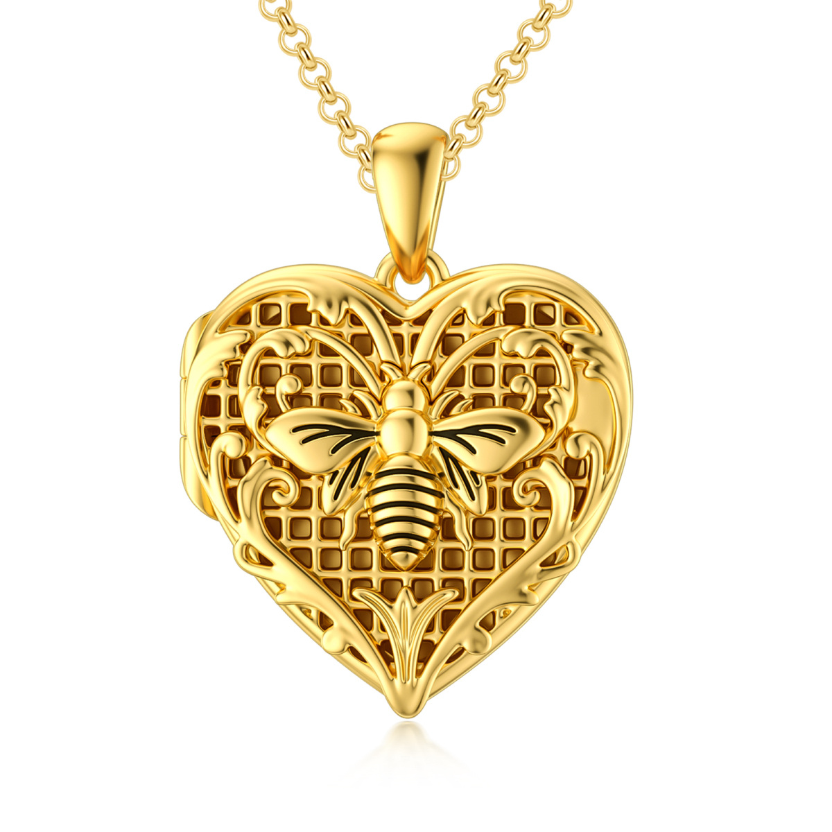 10K Yellow Gold Plated Bees Pendant Necklace-1