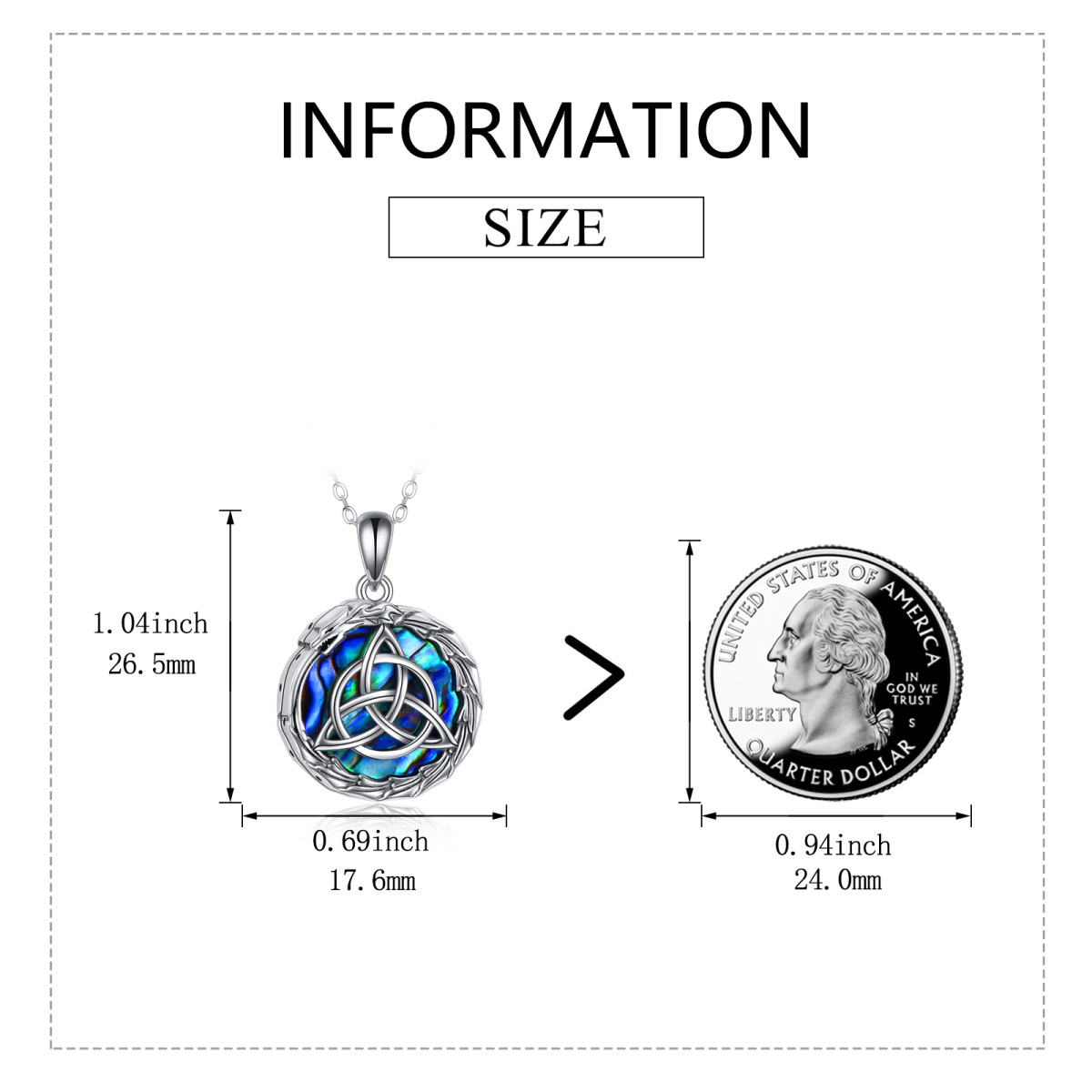 Sterling Silver Circular Shaped Abalone Shellfish Dragon & Celtic Knot Urn Necklace for Ashes with Engraved Word for Men-5