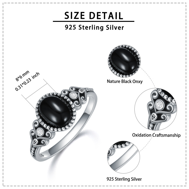Sterling Silber Oval geformt Achat Oval geformt Ring-3