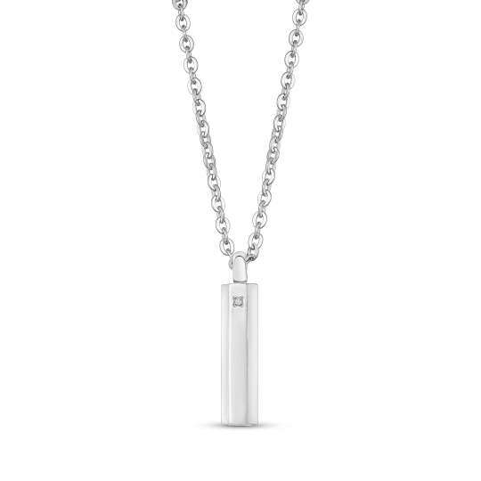 925 Silver Engravable Urn Pendant Necklace with Zircon with White Gold Plated