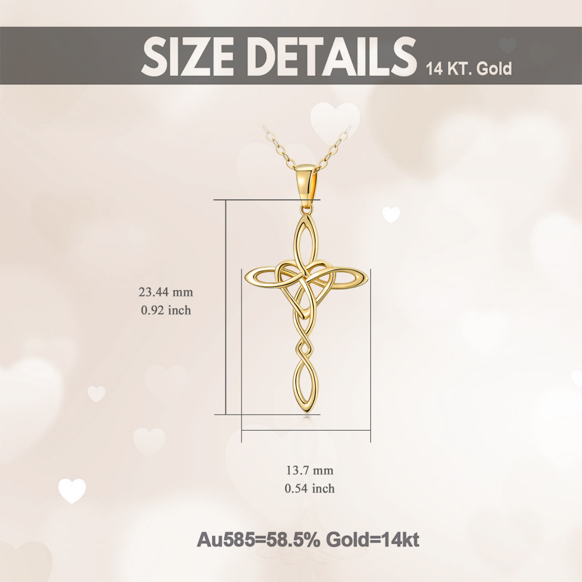 14K Gold Cross Knot Pendant Necklace-6