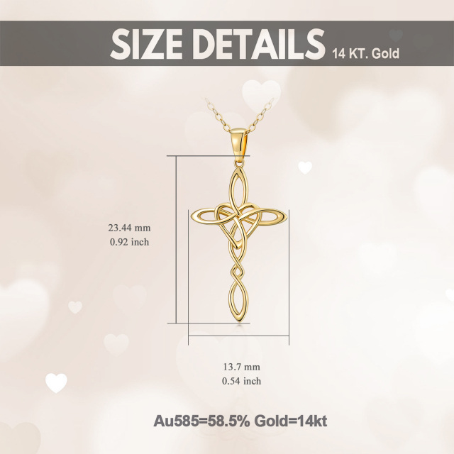 14K Gold Cross Knot Pendant Necklace-5