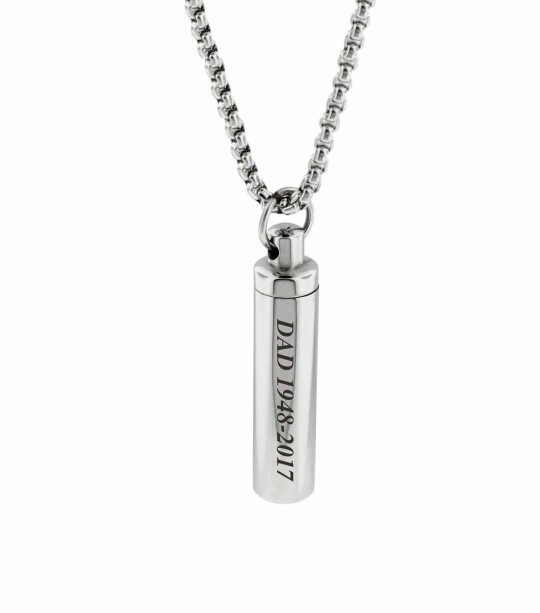 Personalized 925 Silver Bar Memorial Engravable Urn Pendant Necklace as Gifts