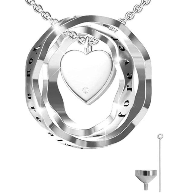 Sterling Silver Cubic Zirconia Electrocardiogram Urn Necklace for Ashes-1