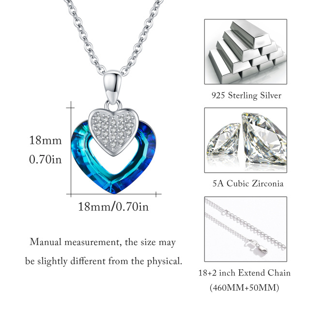 Colar de cristal de coração 925 prata feminino corações pingentes joias presentes-4