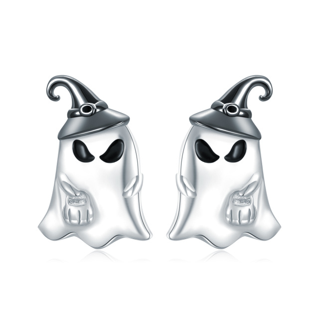 Boucles d'oreilles squelette en argent sterling bicolore-1