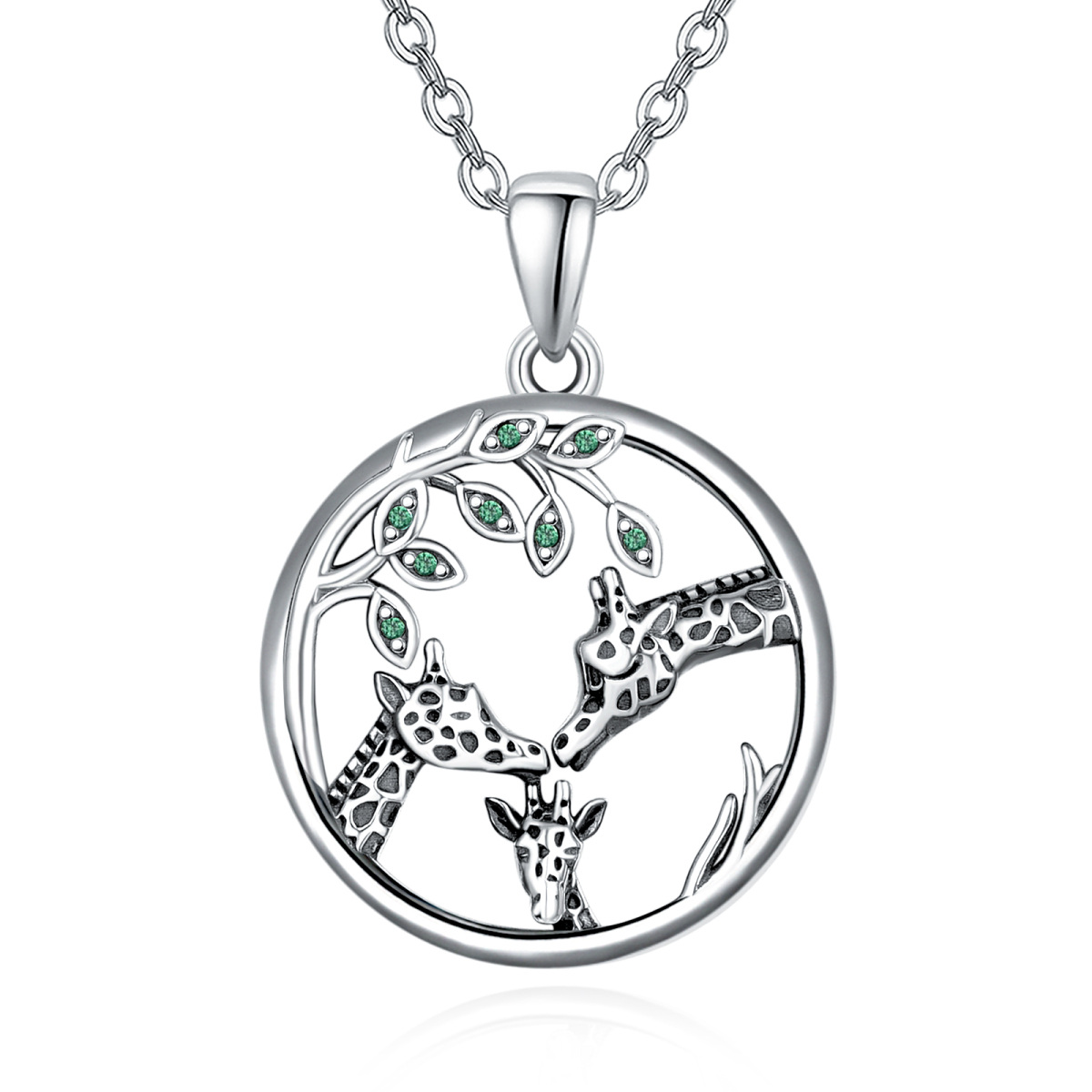 Sterling Silver Giraffe Pendant Necklace-1