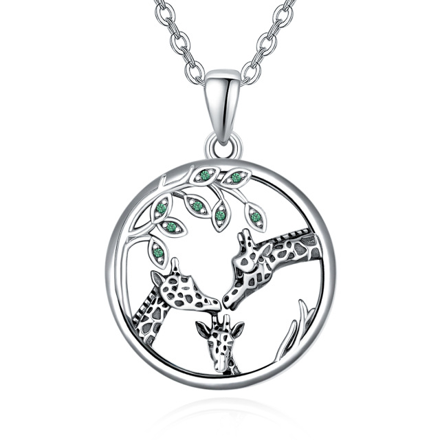 Sterling Silver Giraffe Pendant Necklace-3