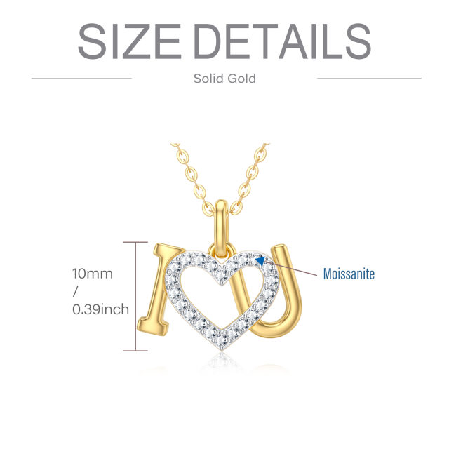 14K Gold Moissanite Heart Pendant Necklace-5