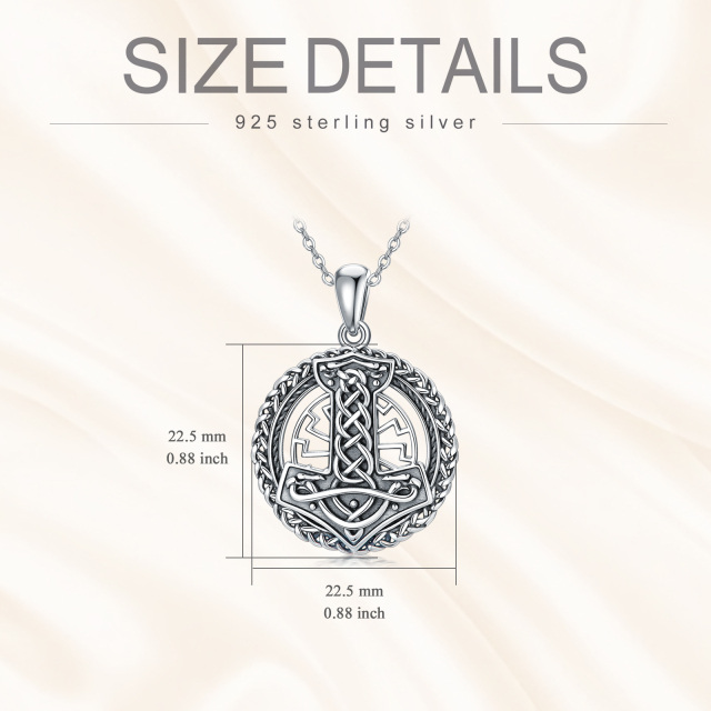 Sterling Silber mit schwarzem Rhodium Anker Kreis Anhänger Halskette-4
