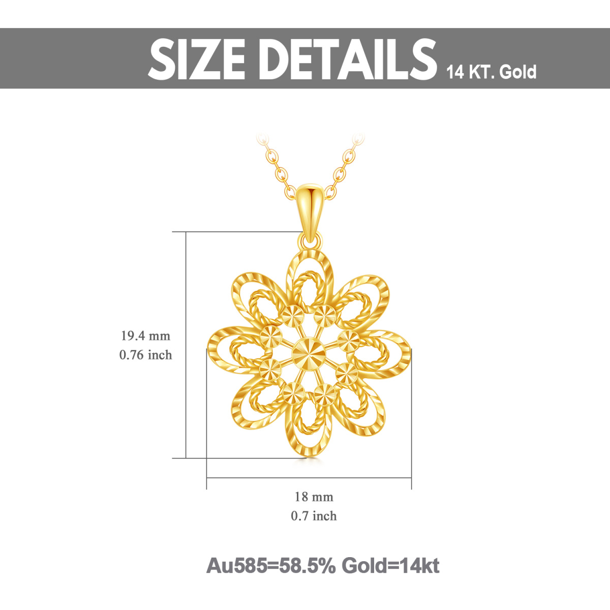 14K Gold Zircon Daisy Pendant Necklace-6